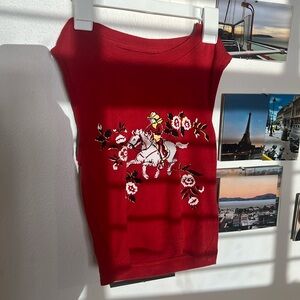 red open back cowboy top